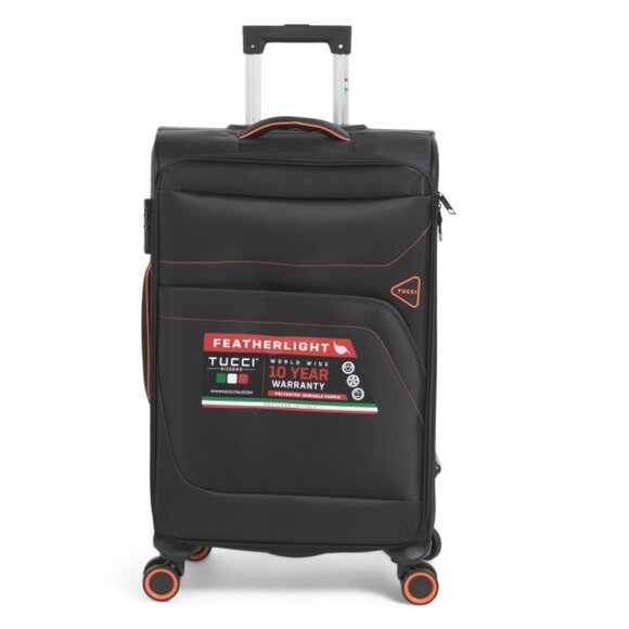 TUCCI Black/Orange 26in Volo Softside Spinner - Picture 1 of 2
